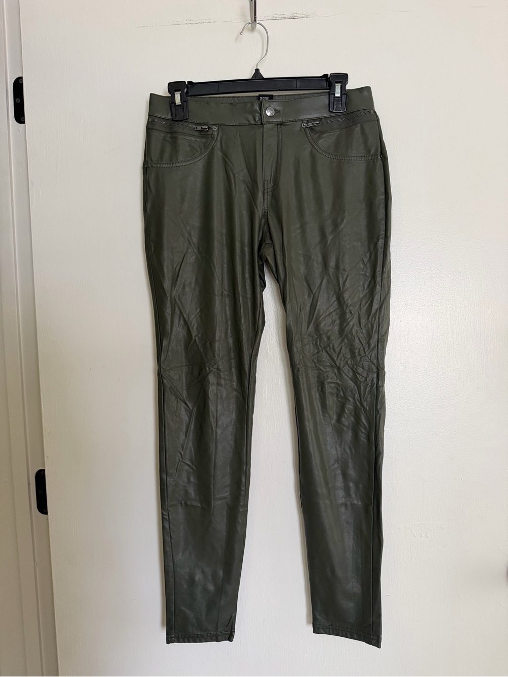HUE Olive Green Faux Leather Skinny Jeans